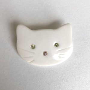 Broche CHAT – Porcelaine et Strass