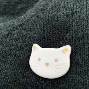 Broche CHAT – Porcelaine et Strass
