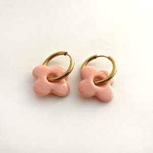 Boucles d’oreilles Wagashi en porcelaine – Corail