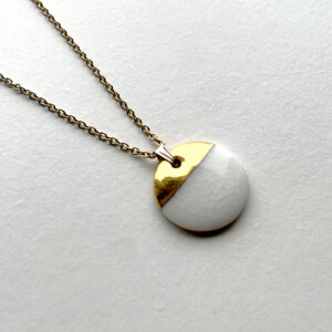 Collier porcelaine et or – Tatin Haut 15mm – Blanc