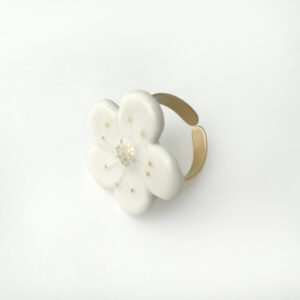 bague porcelaine blanche et or